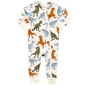 Pink Chicken T. Rex Organic Zip Up Footless Romper